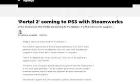 
							         'Portal 2' coming to PS3 with Steamworks								  
							    