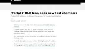 
							         'Portal 2' DLC free, adds new test chambers								  
							    