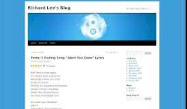 
							         Portal 2 Ending Song “Want You Gone” Lyrics | Richard Lee's Blog								  
							    