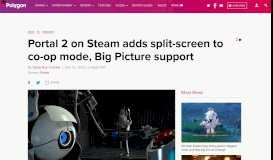 
							         Portal 2 on Steam adds split-screen to co-op mode, Big Picture support								  
							    