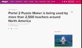 
							         Portal 2 Puzzle Maker is being used by more than 2,500 teachers ...								  
							    