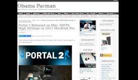 
							         Portal 2 Released on Mac, 60FPS High Settings on 2011 MacBook Pro								  
							    