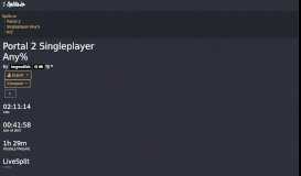
							         Portal 2 Singleplayer Any% - Splits.io								  
							    
