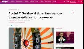 
							         Portal 2 Sunburst Aperture sentry turret available for pre-order - Polygon								  
							    