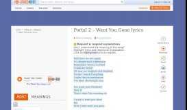 
							         Portal 2 - Want You Gone lyrics - LyricsMode								  
							    