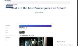 
							         Portal 2 - What are the best Puzzle games on Steam? - Slant								  
							    