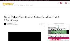 
							         Portal 2's Free 'Peer Review' Add-on Goes Live, Portal 2 Gets Cheap								  
							    