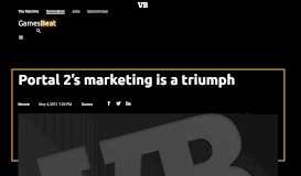 
							         Portal 2's marketing is a triumph | VentureBeat								  
							    
