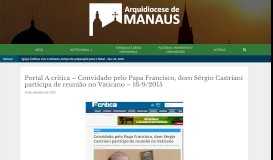 
							         Portal A crítica - Convidado pelo Papa Francisco, dom Sérgio ...								  
							    