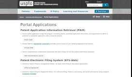 
							         Portal Applications | USPTO - United States Patent and Trademark Office								  
							    