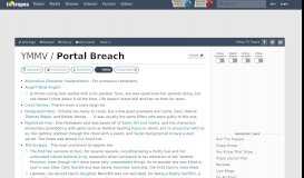 
							         Portal Breach / YMMV - TV Tropes								  
							    