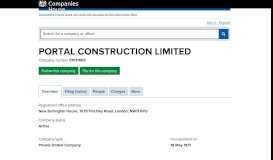 
							         PORTAL CONSTRUCTION LIMITED - Overview (free company ...								  
							    