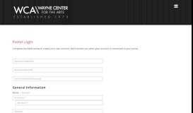 
							         Portal : Create An Account - Wayne Center for the Arts								  
							    