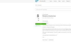 
							         Portal critical error - SAP Q&A								  
							    