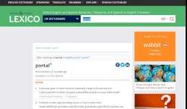 
							         portal | Definition of portal in English by Oxford Dictionaries								  
							    
