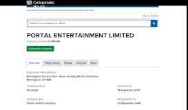 
							         PORTAL ENTERTAINMENT LIMITED - Overview (free company ...								  
							    