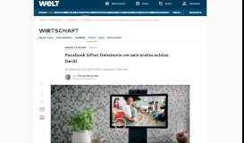 
							         Portal: Facebook lüftet Geheimnis um sein erstes echtes Gerät - WELT								  
							    