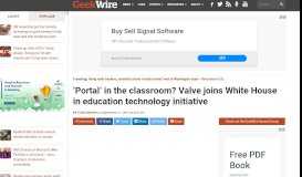 
							         'Portal' in the classroom? Valve joins White House in education ...								  
							    