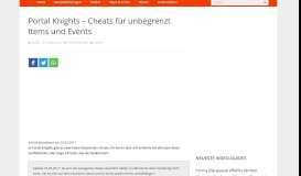 
							         Portal Knights - Cheats für unbegrenzt Items und Events								  
							    