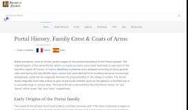 
							         Portal Name Meaning, Family History, Family Crest & Coats of Arms								  
							    