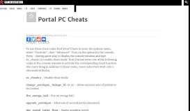 
							         Portal PC Cheats - GameRevolution								  
							    
