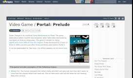 
							         Portal: Prelude (Video Game) - TV Tropes								  
							    