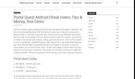 
							         Portal Quest Android Cheat codes, Tips & Money, free Gems								  
							    