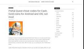 
							         Portal Quest cheat codes for Cash, Gold coins for Android and iOS, not ...								  
							    