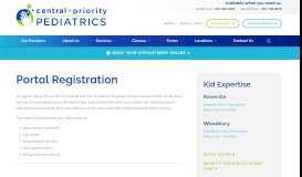 Priority Care Pediatrics Patient Portal Page