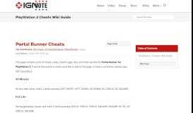 
							         Portal Runner Cheats - PlayStation 2 Cheats Wiki Guide - IGN								  
							    