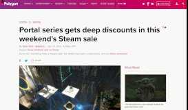 
							         Portal series gets deep discounts in this weekend's Steam sale ...								  
							    