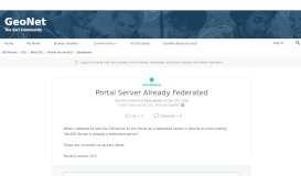 
							         Portal Server Already Federated | GeoNet, The Esri Community | GIS ...								  
							    