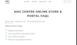 
							         Portal & Store FAQs – Mac Centre								  
							    