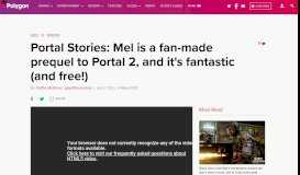 
							         Portal Stories: Mel is a fan-made prequel to Portal 2, and it's fantastic ...								  
							    