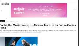
							         Portal, the Movie: Valve, J.J. Abrams Team Up for Future Games, Films ...								  
							    