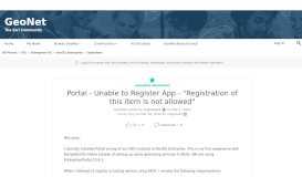 
							         Portal - Unable to Register App - 