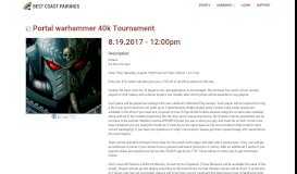 
							         Portal warhammer 40k Tournament - Best Coast Pairings								  
							    