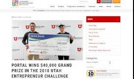 
							         Portal Wins $40,000 Grand Prize in the 2018 Utah Entrepreneur ...								  
							    
