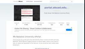 
							         Portal.abuad.edu.ng website. Afe Babalola University ePortal.								  
							    