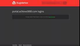 
							         portal.achieve3000.com logins - BugMeNot								  
							    