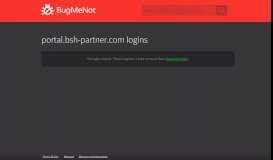 
							         portal.bsh-partner.com passwords - BugMeNot								  
							    