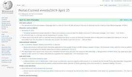 
							         Portal:Current events/2019 April 25 - Wikipedia								  
							    