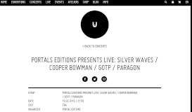 
							         PORTALS EDITIONS presents LIVE: Silver Waves / Cooper Bowman ...								  
							    