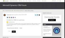
							         Portals for CRM on-premises - Microsoft Dynamics CRM Forum ...								  
							    