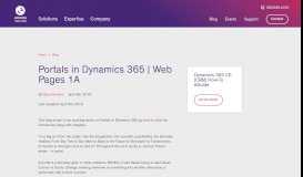 
							         Portals in Dynamics 365 | Web Pages 1A | Encore Business Solutions								  
							    