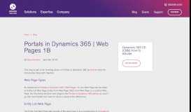 
							         Portals in Dynamics 365 | Web Pages 1B | Encore Business Solutions								  
							    