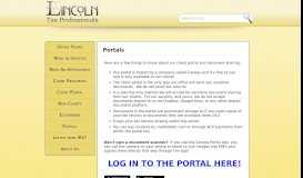 
							         Portals | Lincoln Tax Professionals								  
							    