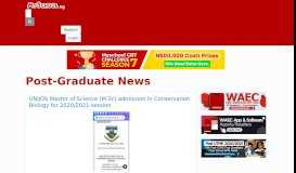 
							         Post-Graduate News - University of Nigeria (UNN) - Myschool								  
							    