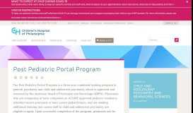 
							         Post Pediatric Portal Program | Children's Hospital of Philadelphia								  
							    