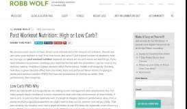 
							         Post Workout Nutrition: High or Low Carb? - Robb Wolf								  
							    